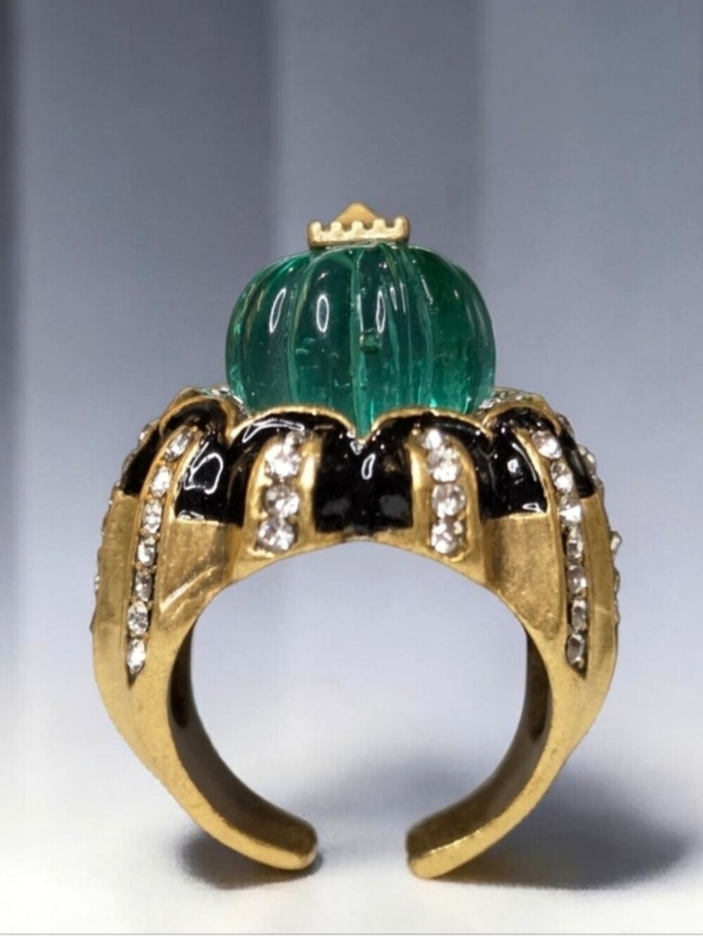 18k Gold Plated Chunky Melonball Cabochon Royal Queens Statement Ring
